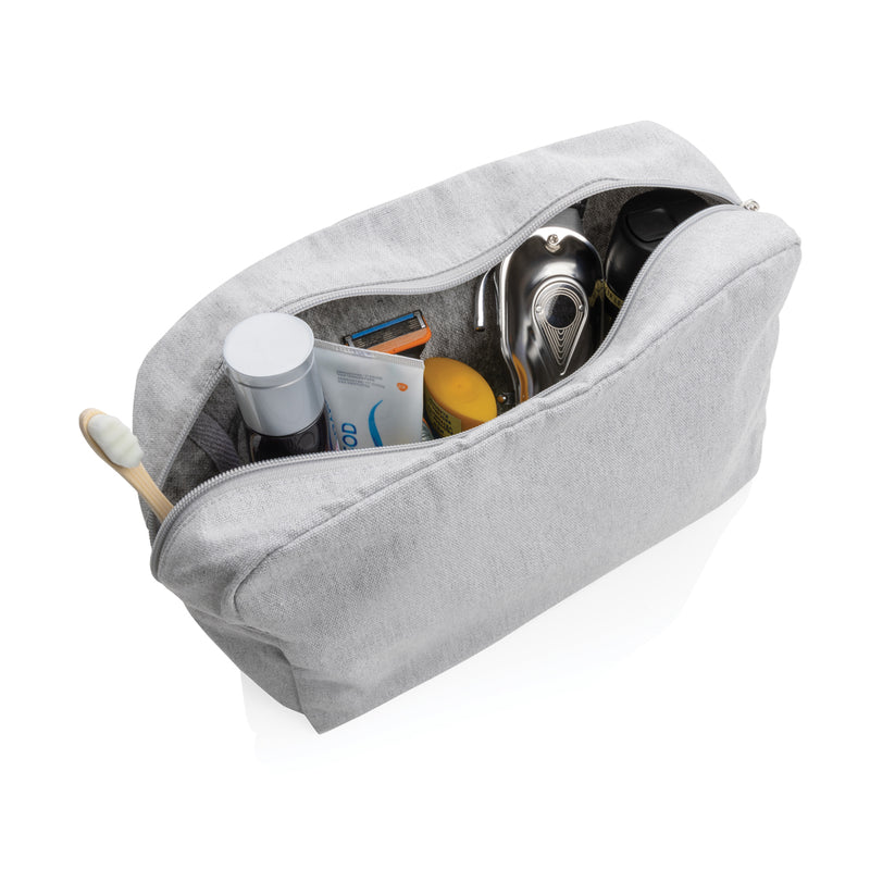 Load image into Gallery viewer, Impact Aware™ 285 gsm undyed canvas toiletry bag by XD Collection, featuring a durable, natural fabric design for travel.