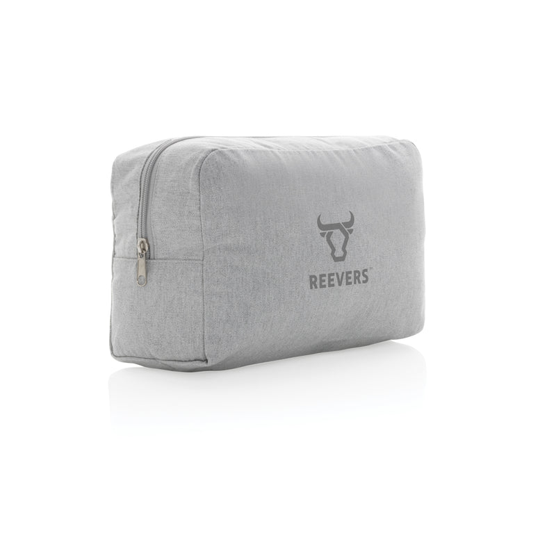 Load image into Gallery viewer, Undyed Impact Aware™ 285 gsm rcanvas toiletry bag from XD Collection, showing its durable, natural fabric and compact travel design.