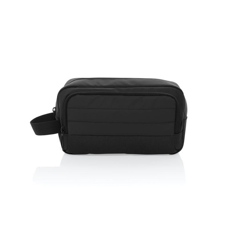 Load image into Gallery viewer, XD Xclusive Armond AWARE™ RPET toiletry bag in gray with zipper closure and compact design for travel storage.