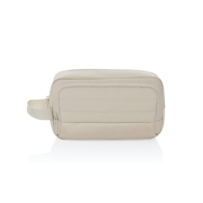 Load image into Gallery viewer, XD Xclusive Armond AWARE™ RPET toiletry bag for travel, featuring eco-friendly fabric and multiple compartments for organization.