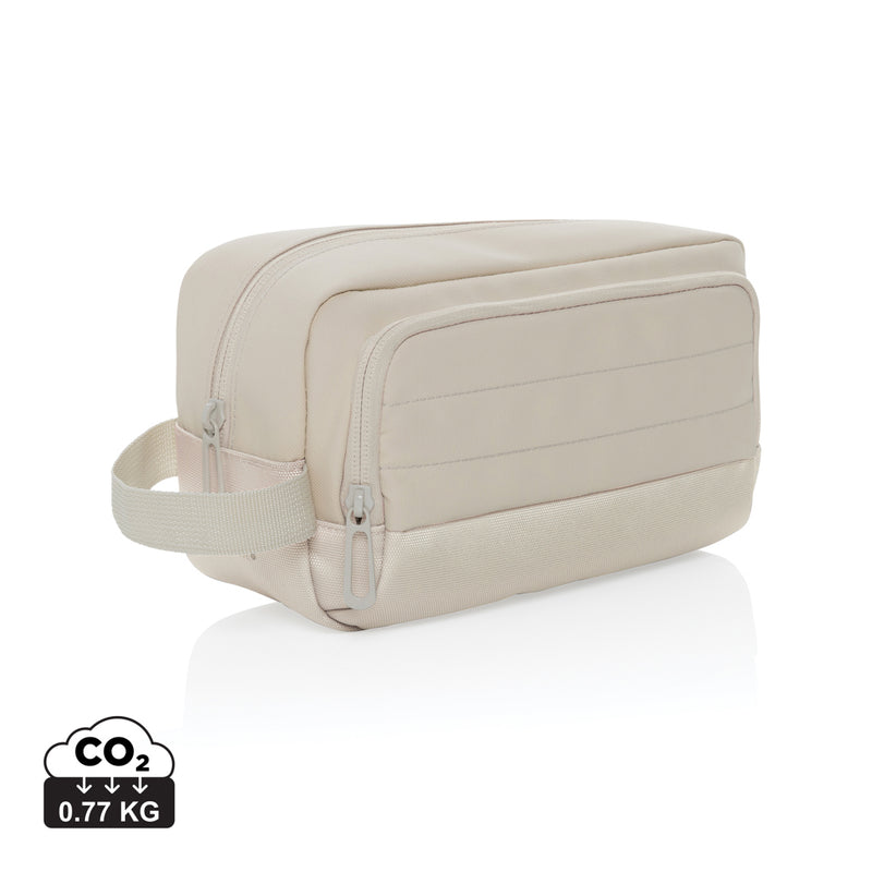 Load image into Gallery viewer, XD Xclusive Armond AWARE™ RPET toiletry bag with zipper closure, eco-friendly travel bag in a neutral color.