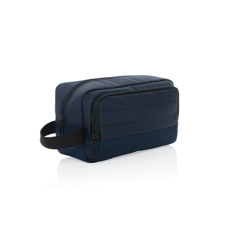 Load image into Gallery viewer, XD Xclusive Armond AWARE™ RPET toiletry bag with zipper and handle, made from eco-friendly recycled materials for travel use.