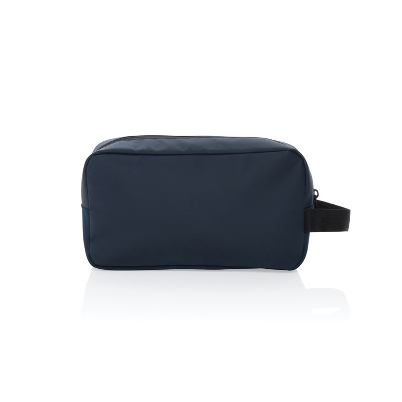 Load image into Gallery viewer, XD Xclusive Armond AWARE™ RPET toiletry bag with zip closure, compact travel bag made from recycled materials, black fabric design.
