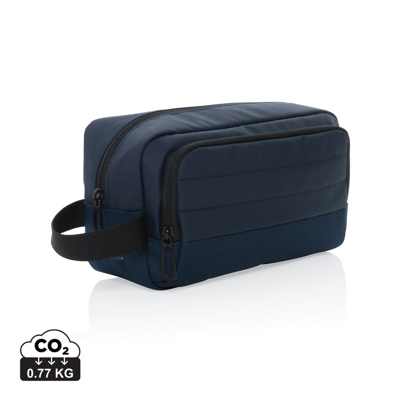 Load image into Gallery viewer, XD Xclusive Armond AWARE™ RPET toiletry bag for travel, showing its eco-friendly fabric and compact storage design.