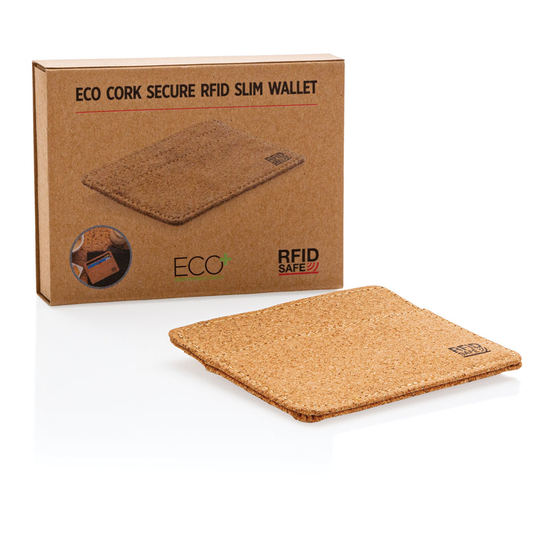 Load image into Gallery viewer, Slim cork RFID secure wallet from XD Collection, showing its compact design and secure card slots for travel and everyday use.