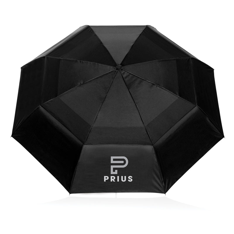 Load image into Gallery viewer, Swiss Peak Tornado 27-inch pocket storm umbrella open, showcasing its compact design and sturdy canopy in vibrant colors.