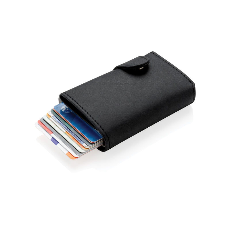 Load image into Gallery viewer, Standard aluminium RFID cardholder with PU wallet from XD Collection, featuring sleek design and multiple card slots.