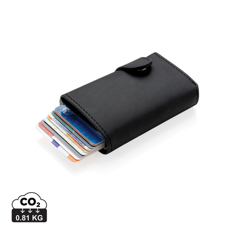 Load image into Gallery viewer, Standard aluminium RFID cardholder with PU wallet from XD Collection, showing sleek design and compact travel accessory.