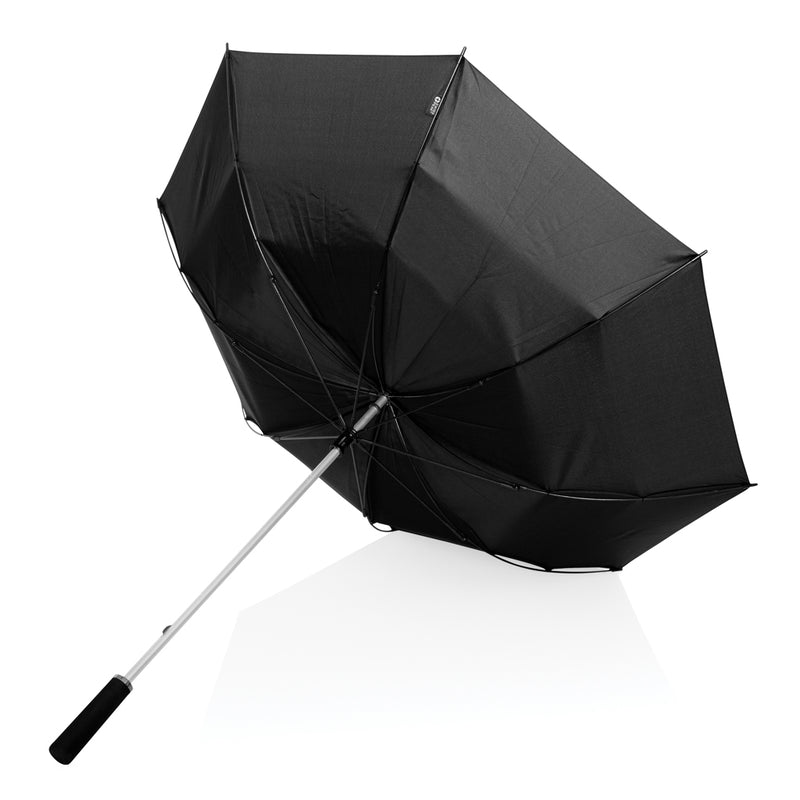 Load image into Gallery viewer, Swiss Peak Aware™ ultra-light 25-inch aluminum manual umbrella opened outdoors, showing its compact design and sturdy frame.