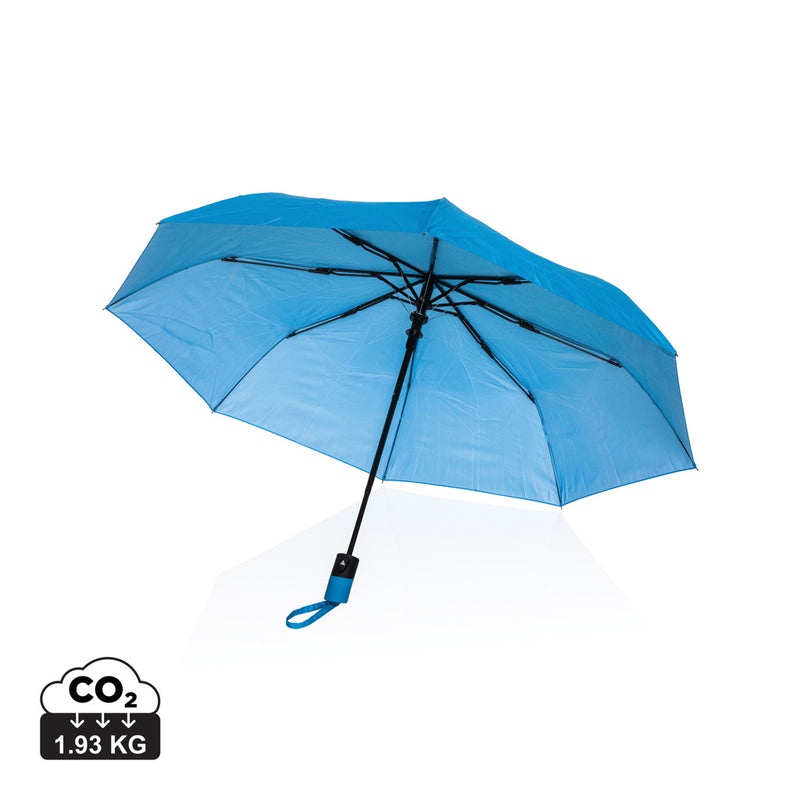 Load image into Gallery viewer, XD Collection 21-inch Impact AWARE™ 190T mini auto open umbrella open with black handle and durable fabric, compact and lightweight.