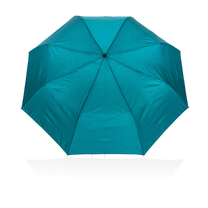 Load image into Gallery viewer, 21-inch Impact AWARE™ mini auto open umbrella by XD Collection, showing a compact navy blue umbrella with auto open button.
