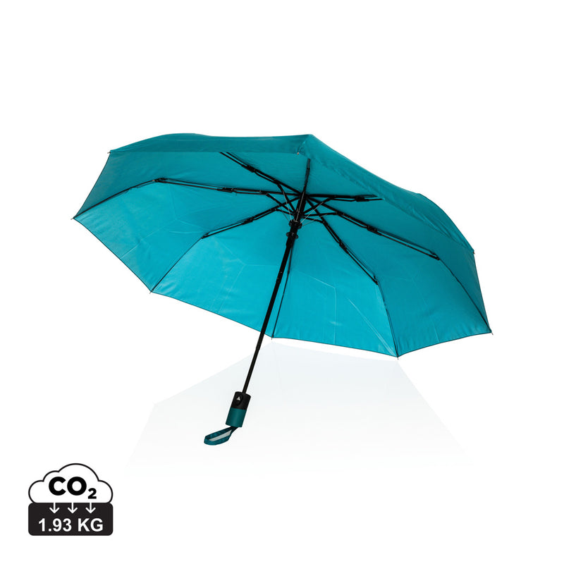 Load image into Gallery viewer, XD Collection 21-inch Impact AWARE™ 190T mini auto open umbrella open with black handle and vibrant canopy design.