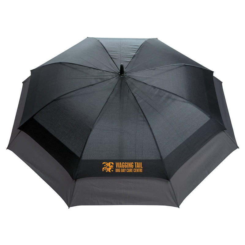 Load image into Gallery viewer, Swiss Peak 23 to 27-inch expandable umbrella open, lightweight black canopy with silver handle, compact travel umbrella.