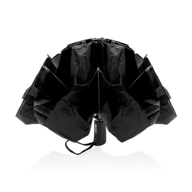 Load image into Gallery viewer, Swiss Peak SP AWARE™ 23' foldable reversible umbrella open, showing reversible design and automatic open/close mechanism.