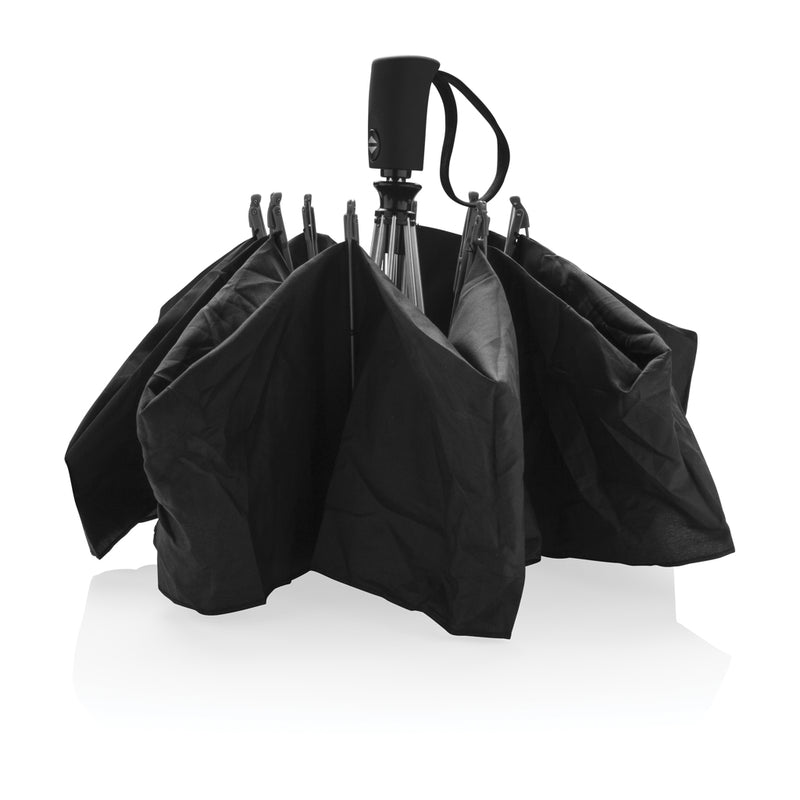 Load image into Gallery viewer, Swiss Peak SP AWARE™ 23' foldable reversible auto open/close umbrella opened, showing reversible design and compact size.