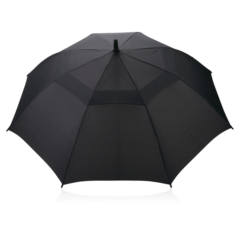 Load image into Gallery viewer, Swiss Peak Tornado 23-inch storm umbrella open, showcasing durable canopy and sturdy frame for heavy rain protection.