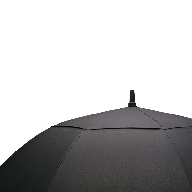 Load image into Gallery viewer, Swiss Peak Tornado 23-inch storm umbrella open, showcasing durable fabric and sturdy frame in a compact design for weather protection.