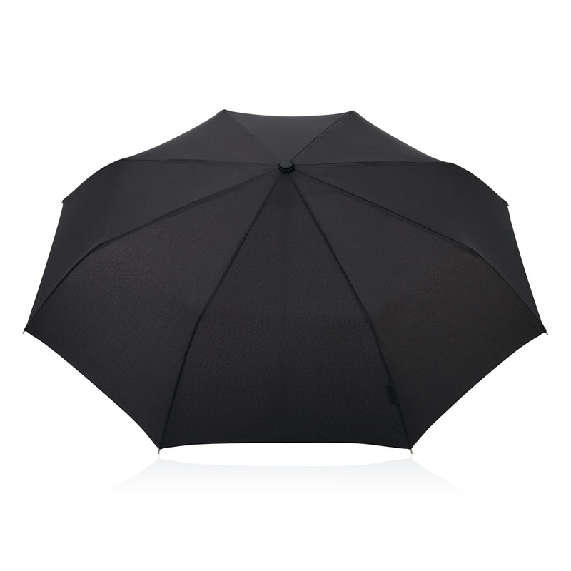 Load image into Gallery viewer, Swiss Peak Traveller 21-inch automatic umbrella open, navy blue fabric with black handle, compact and lightweight for travel.