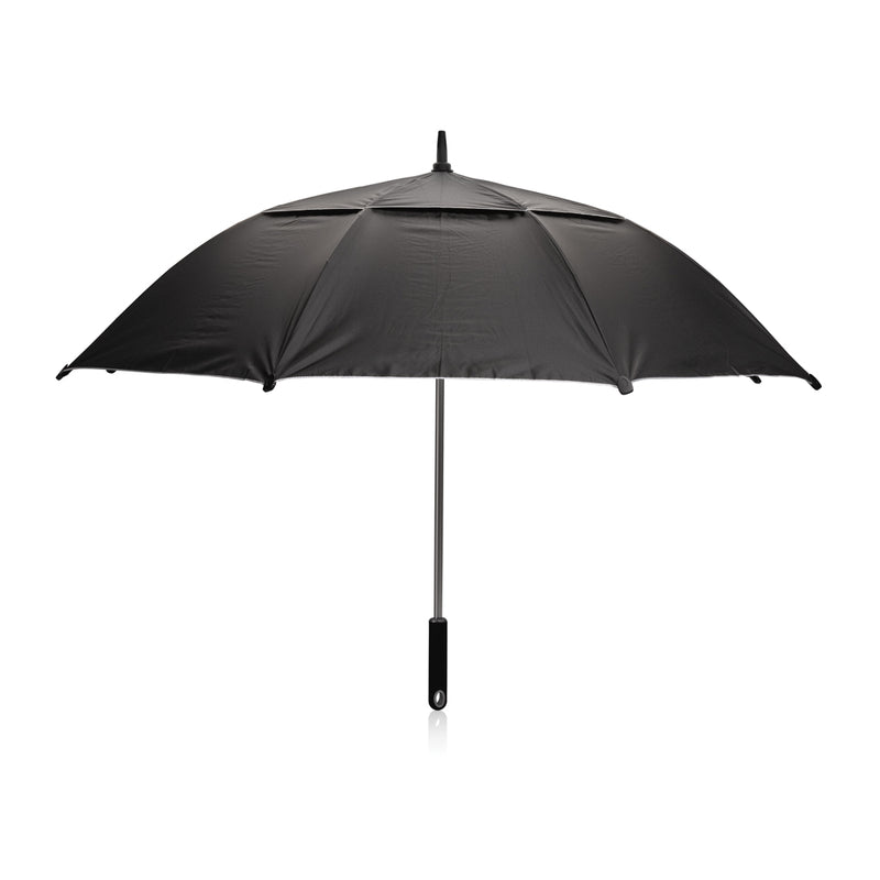 Load image into Gallery viewer, 27-inch Hurricane storm umbrella by XD Xclusive with a sturdy frame and large canopy, designed for strong wind protection.