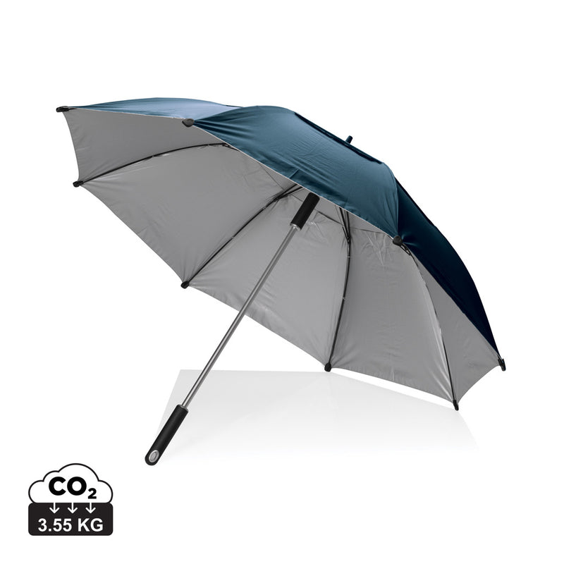 Load image into Gallery viewer, XD Xclusive 27-foot Hurricane storm umbrella open, showing durable waterproof canopy and sturdy support structure.