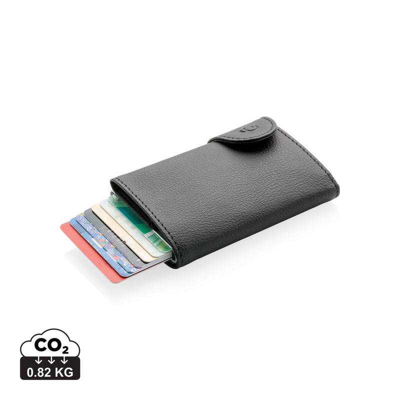 Load image into Gallery viewer, C-Secure RFID card holder and wallet in black with multiple card slots and secure closure for travel and everyday use.