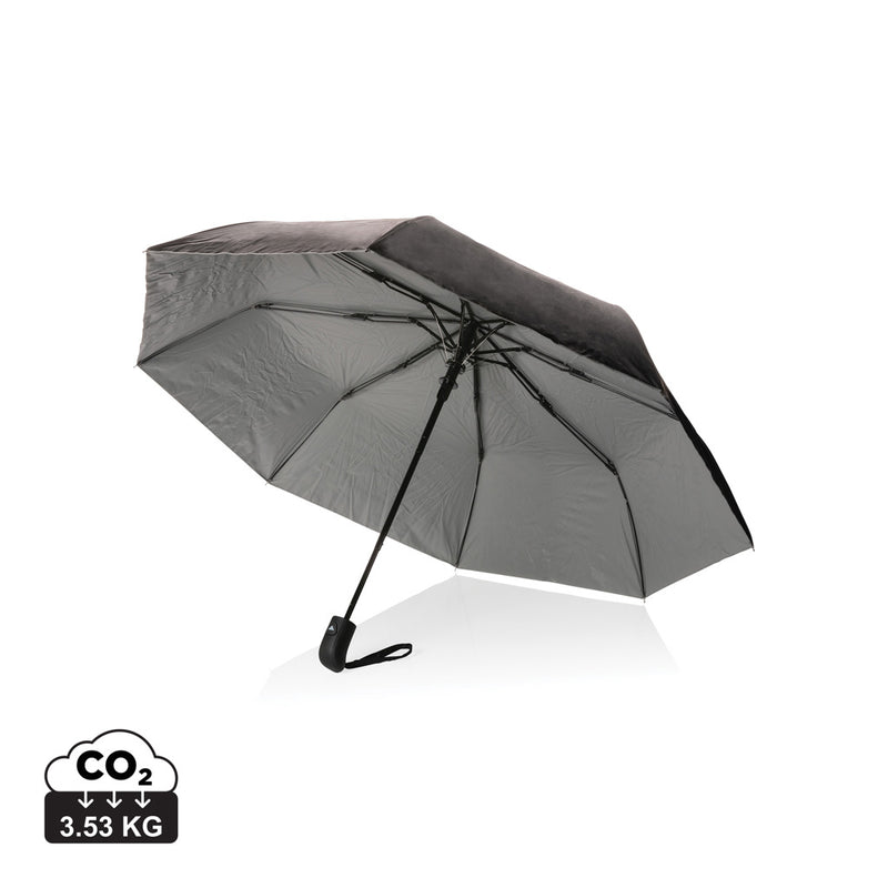 Load image into Gallery viewer, 21-inch Impact AWARE™ RPET mini umbrella by XD Collection featuring dual-color 190T pongee fabric and compact design