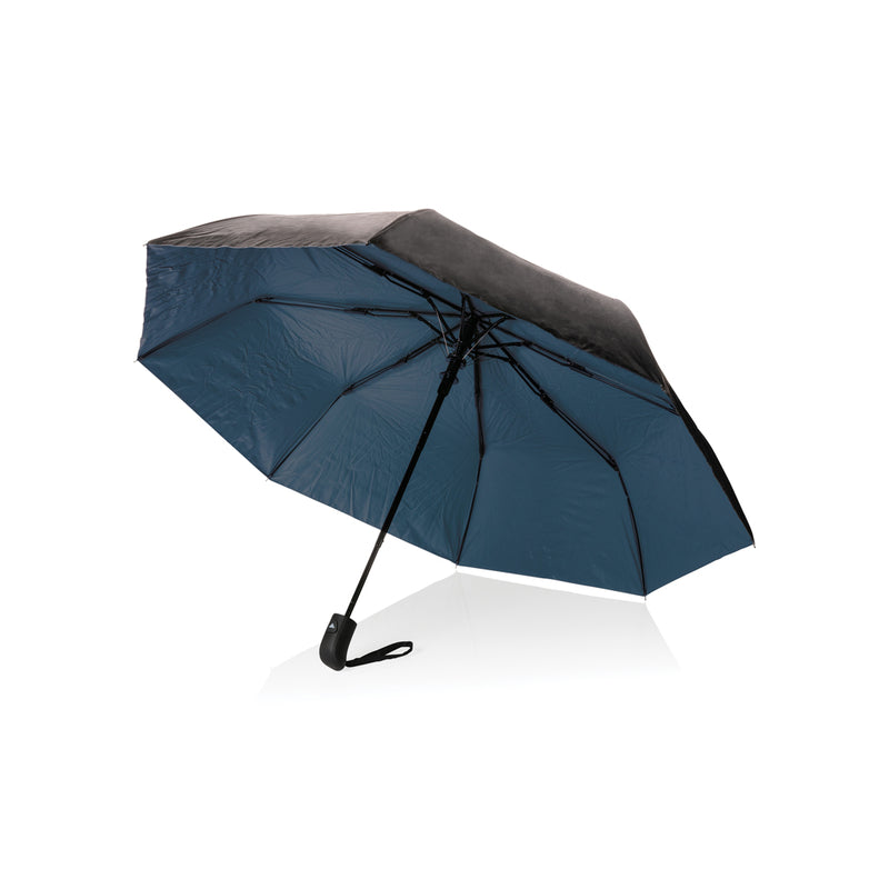 Load image into Gallery viewer, 21-inch Impact AWARE™ RPET dual-color mini umbrella by XD Collection, with 190T pongee fabric and compact design.