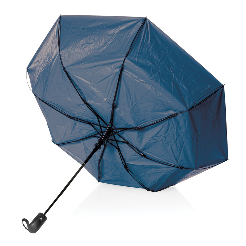 Load image into Gallery viewer, 21-inch Impact AWARE™ RPET 190T Pongee dual-color mini umbrella by XD Collection, showing vibrant dual-tone canopy and compact design.
