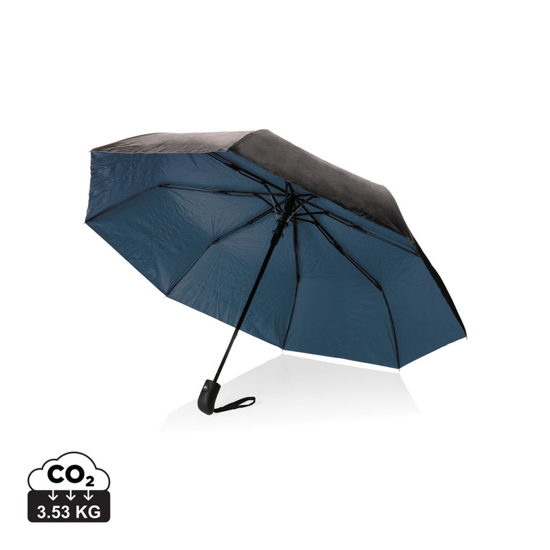 Load image into Gallery viewer, 21-inch Impact AWARE™ RPET mini umbrella by XD Collection featuring dual-color 190T pongee fabric and compact design