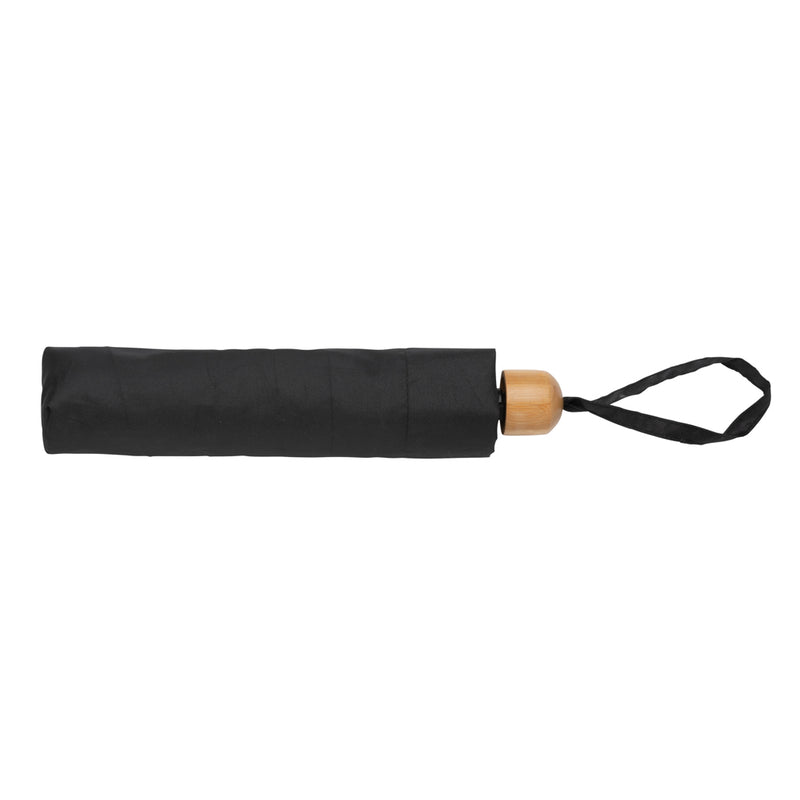 Load image into Gallery viewer, 20.5-inch Impact AWARE™ RPET bamboo mini umbrella by XD Collection with 190T pongee fabric and bamboo handle.