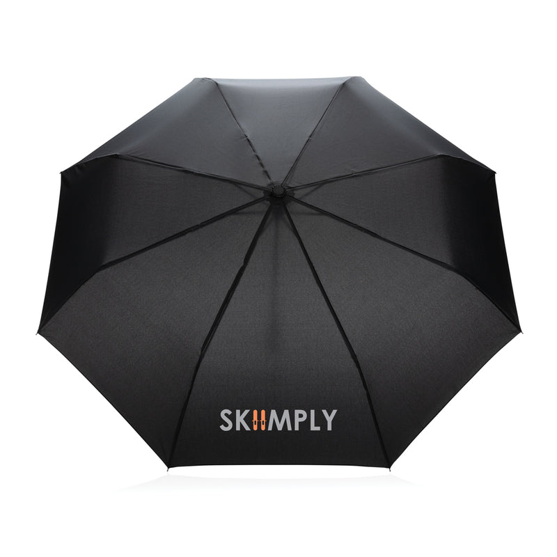 Load image into Gallery viewer, 20.5-inch Impact AWARE™ RPET bamboo mini umbrella by XD Collection with 190T pongee fabric, compact and eco-friendly.