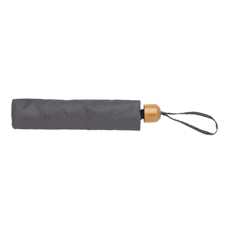 Load image into Gallery viewer, 20.5-inch Impact AWARE™ RPET bamboo mini umbrella by XD Collection with 190T pongee fabric, compact and eco-friendly design.