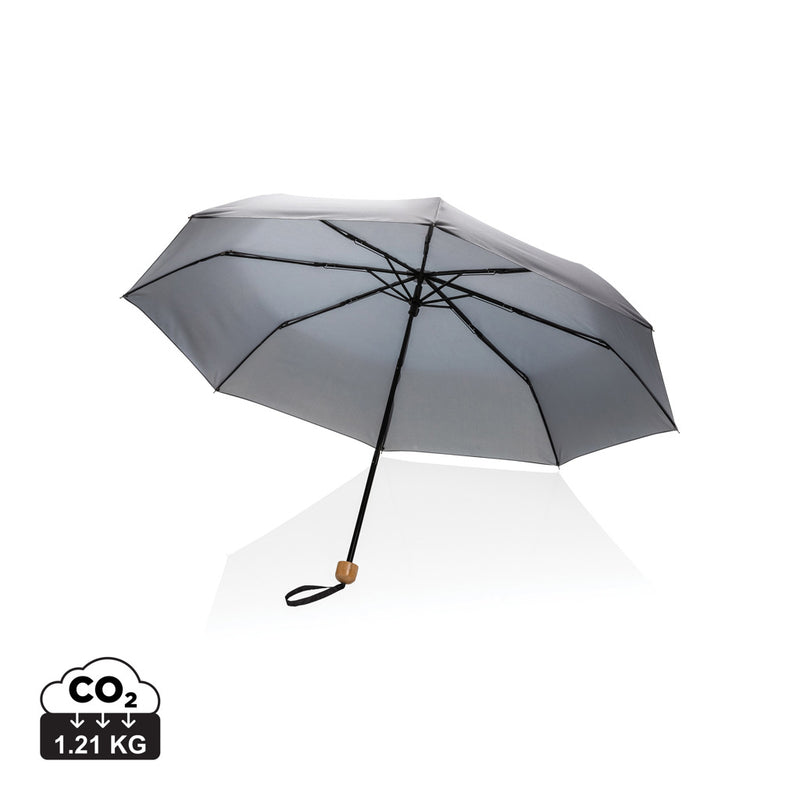 Load image into Gallery viewer, 20.5-inch Impact AWARE™ RPET bamboo mini umbrella by XD Collection with 190T pongee fabric, compact and eco-friendly design