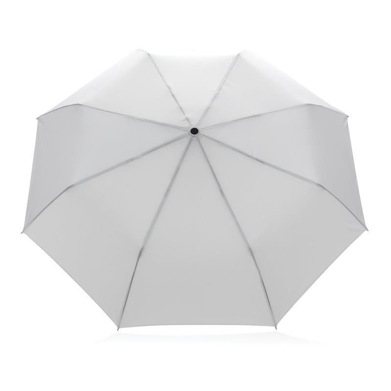 Load image into Gallery viewer, 20.5-inch Impact AWARE™ RPET bamboo mini umbrella by XD Collection with 190T pongee fabric, compact and eco-friendly design.