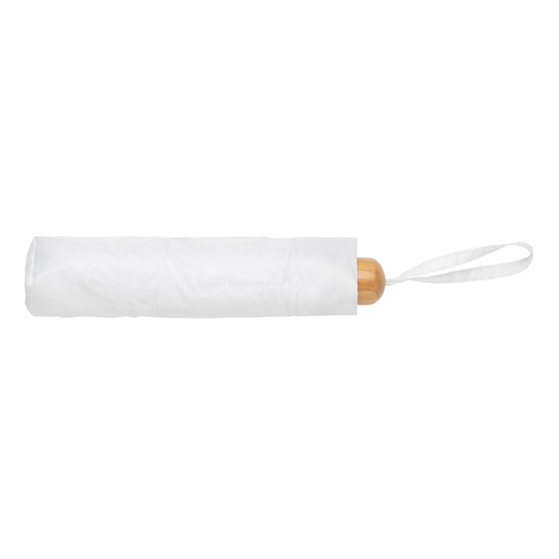 Load image into Gallery viewer, 20.5-inch Impact AWARE™ RPET bamboo mini umbrella by XD Collection, with 190T pongee fabric, compact and eco-friendly design.