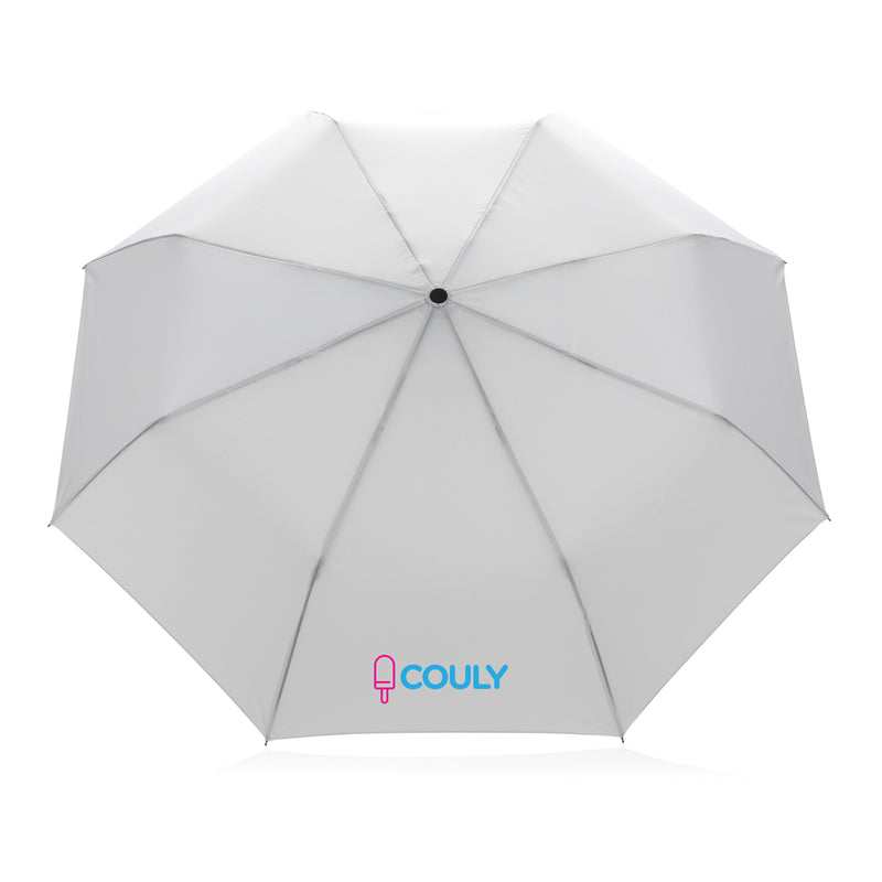 Load image into Gallery viewer, 20.5-inch Impact AWARE™ RPET bamboo mini umbrella by XD Collection with 190T pongee fabric and compact design.