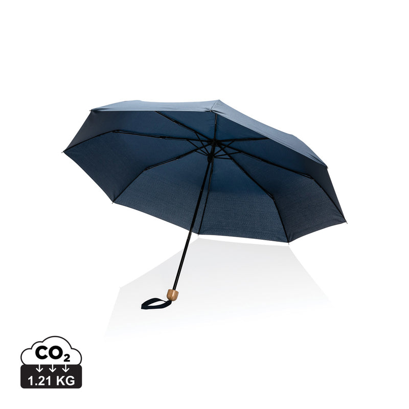Load image into Gallery viewer, 20.5-inch Impact AWARE™ RPET bamboo mini umbrella by XD Collection with 190T pongee fabric, compact and eco-friendly design