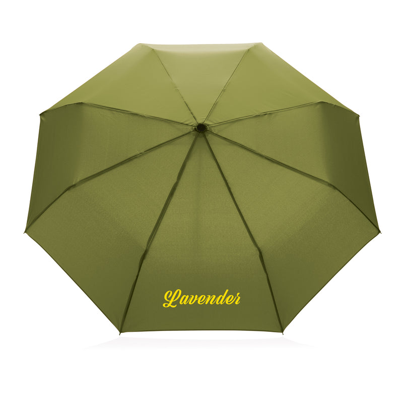 Load image into Gallery viewer, 20.5-inch Impact AWARE™ RPET bamboo mini umbrella by XD Collection, featuring a lightweight 190T pongee canopy with bamboo handle.