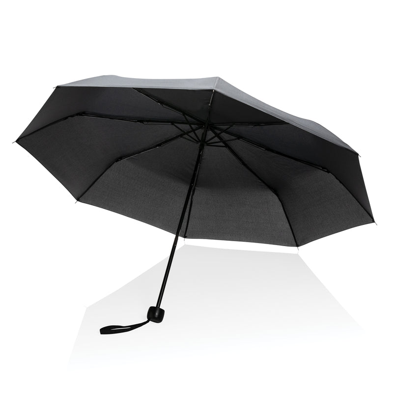 Load image into Gallery viewer, 20.5-inch Impact AWARE™ RPET mini umbrella by XD Collection with green canopy and compact design, ideal for portable rain protection.