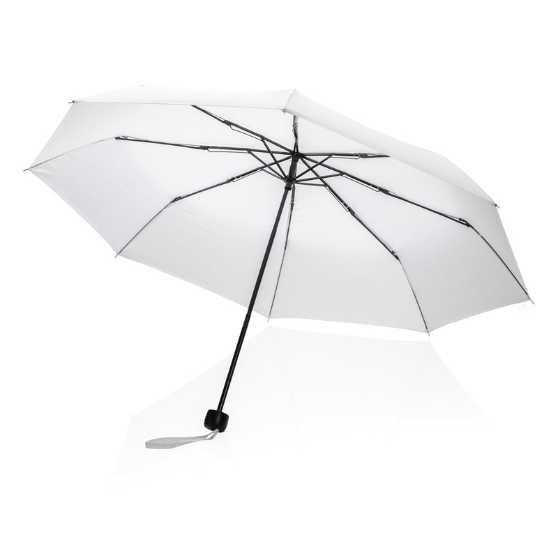 Load image into Gallery viewer, 20.5-inch Impact AWARE™ RPET mini umbrella by XD Collection, compact rain umbrella with green canopy and black handle.