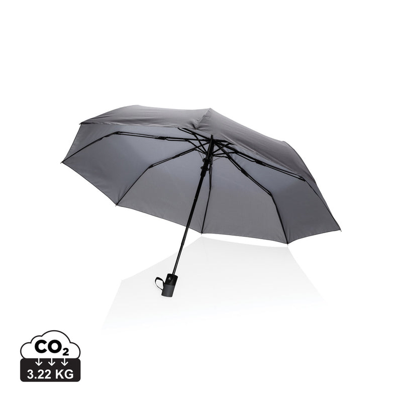 Load image into Gallery viewer, 21-inch XD Collection Impact AWARE™ RPET mini auto open umbrella with compact design and 190T polyester canopy, blue color.