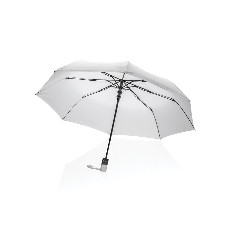 Load image into Gallery viewer, 21-inch Impact AWARE™ RPET mini auto open umbrella by XD Collection, featuring compact design and eco-friendly recycled polyester fabric.
