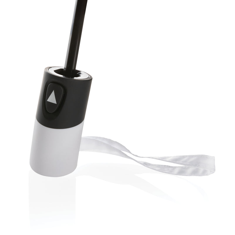 Load image into Gallery viewer, 21-inch Impact AWARE™ RPET mini auto open umbrella by XD Collection, featuring compact design and green canopy.