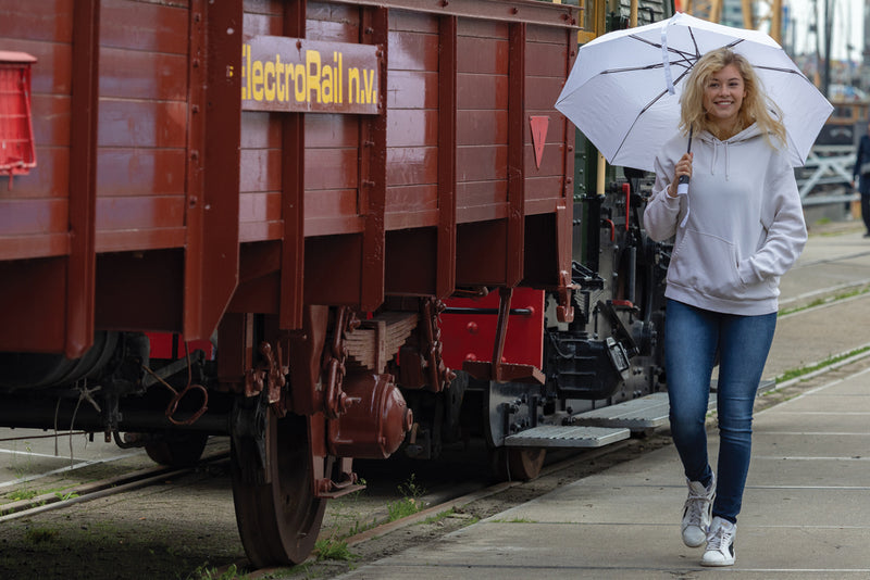 Load image into Gallery viewer, 21-inch Impact AWARE™ RPET mini auto open umbrella by XD Collection, featuring a compact design and sturdy construction.