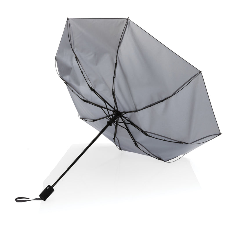 Load image into Gallery viewer, 21-inch XD Collection Impact AWARE™ RPET auto open/close umbrella with navy blue canopy and sturdy handle, eco-friendly design.