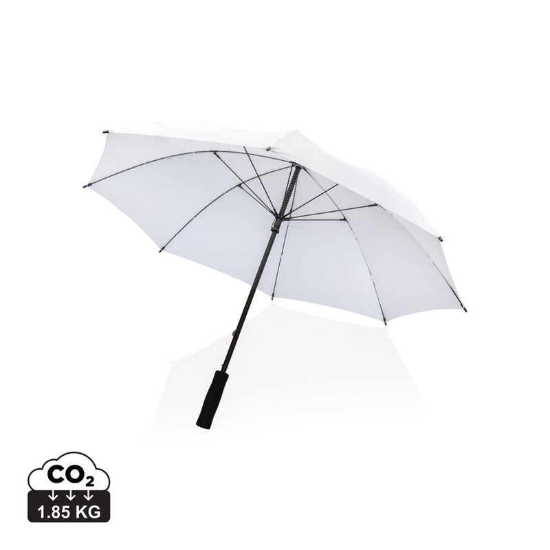 Load image into Gallery viewer, 23-inch Impact AWARE™ RPET Stormproof umbrella by XD Collection, featuring durable fabric and sturdy frame for weather protection.