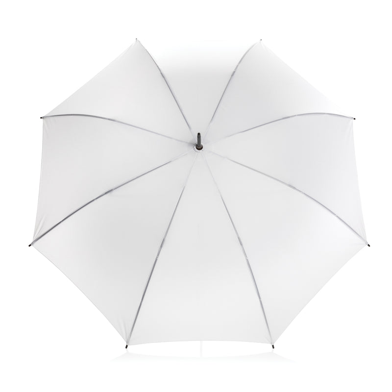 Load image into Gallery viewer, 23-inch Impact AWARE™ RPET auto open umbrella by XD Collection, featuring eco-friendly recycled polyester canopy and sturdy design.