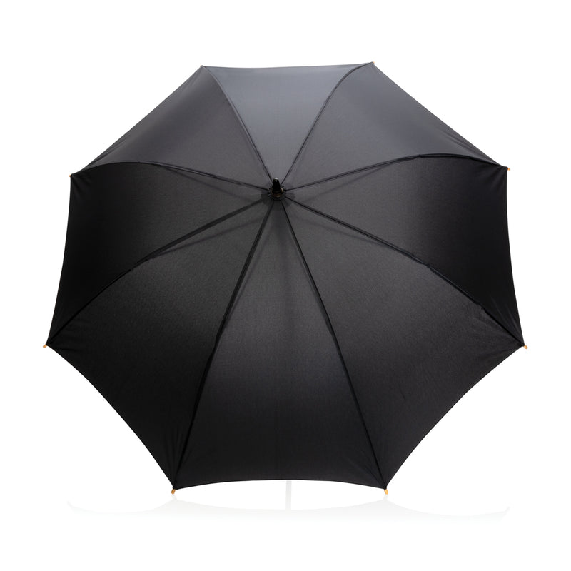 Load image into Gallery viewer, 23-inch Impact AWARE™ RPET bamboo umbrella by XD Collection, auto-open with 190T canopy, eco-friendly and stylish rain protection.