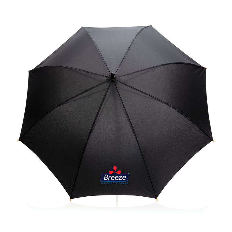 Load image into Gallery viewer, 23-inch Impact AWARE™ RPET bamboo umbrella by XD Collection, auto open with eco-friendly 190T polyester fabric.