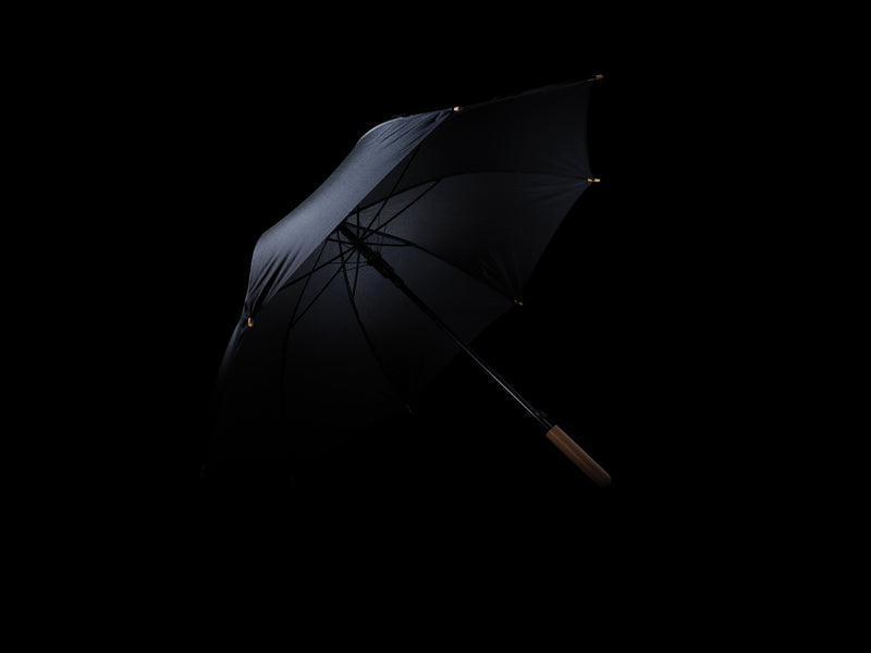 Load image into Gallery viewer, XD Collection 23-inch Impact AWARE™ RPET bamboo umbrella open with auto function and eco-friendly design, featuring a bamboo handle.